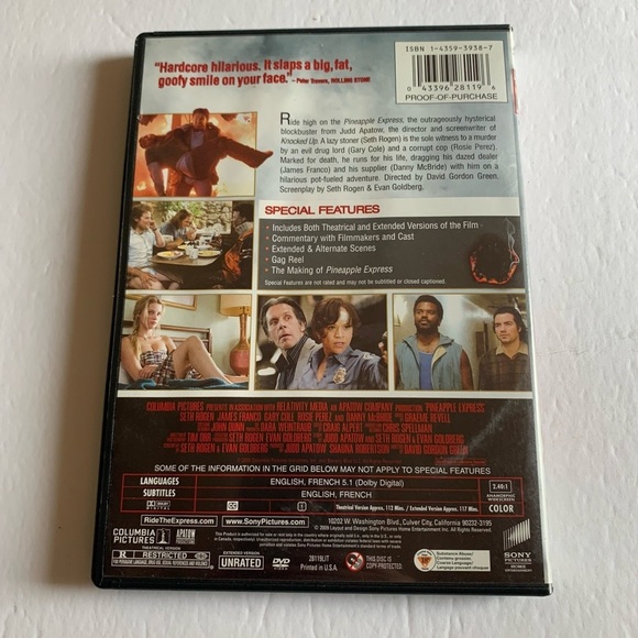 Pineapple Express DVD Unrated Edition - Picture 3 of 3